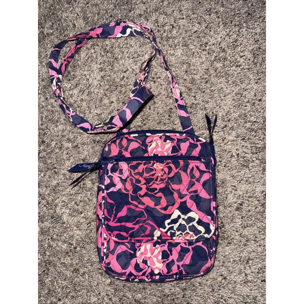 Vera Bradley Mutli Color Floral crossbody Bag Purse Blue/Pink/White